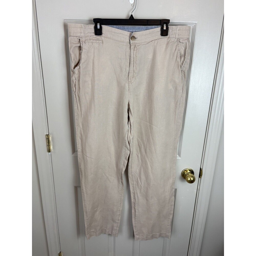 Panama Jack Men’s 100% Linen Pants XL Beige Flat Front Straight Leg Resort 99